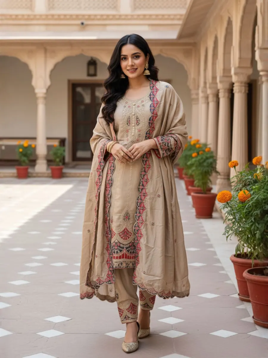 JALSA ZOHRA Sand Elegance Suit
