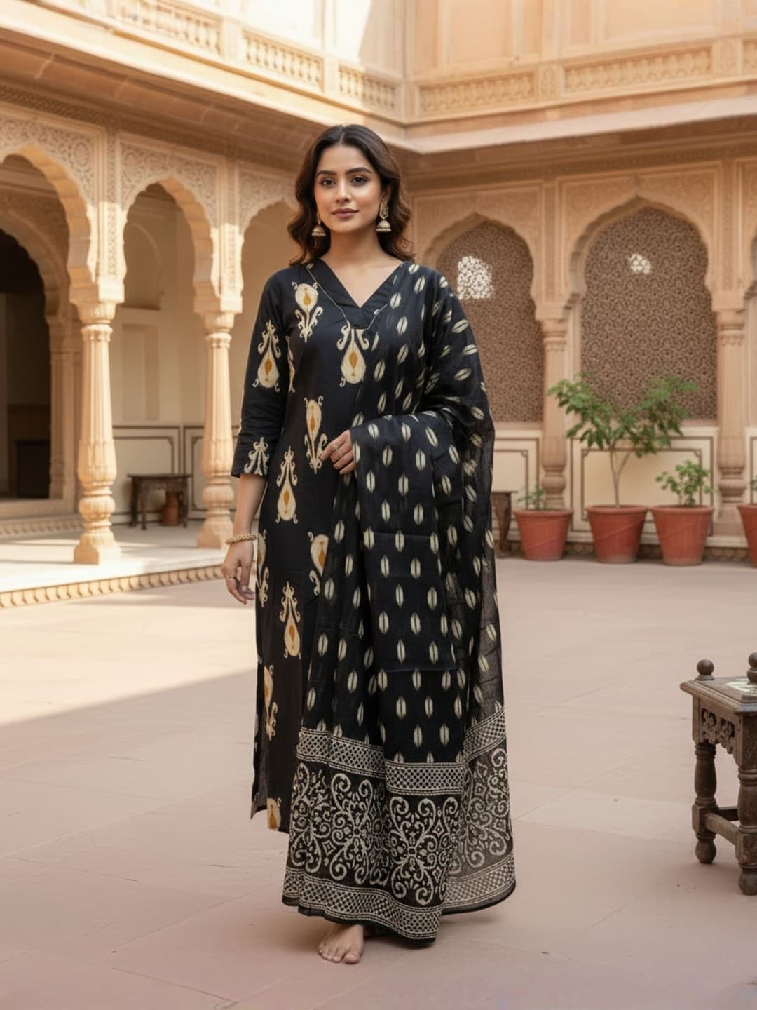 Noor Black Pure Mull Cotton Suit Set image 1